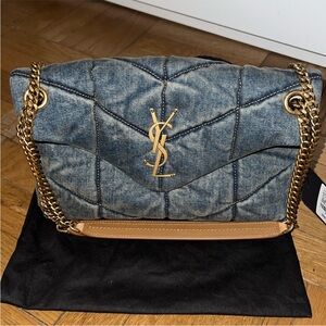 Saint Laurent Small LouLou Quilted Denim Shoulder Bag